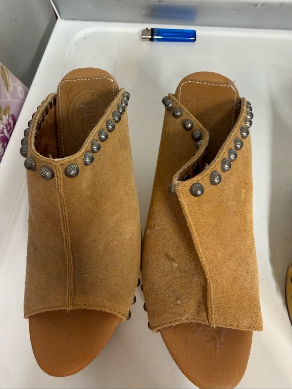 3 Pairs of New and New without Tags Dingo Suede Stud-Trim Open-Toe Mules